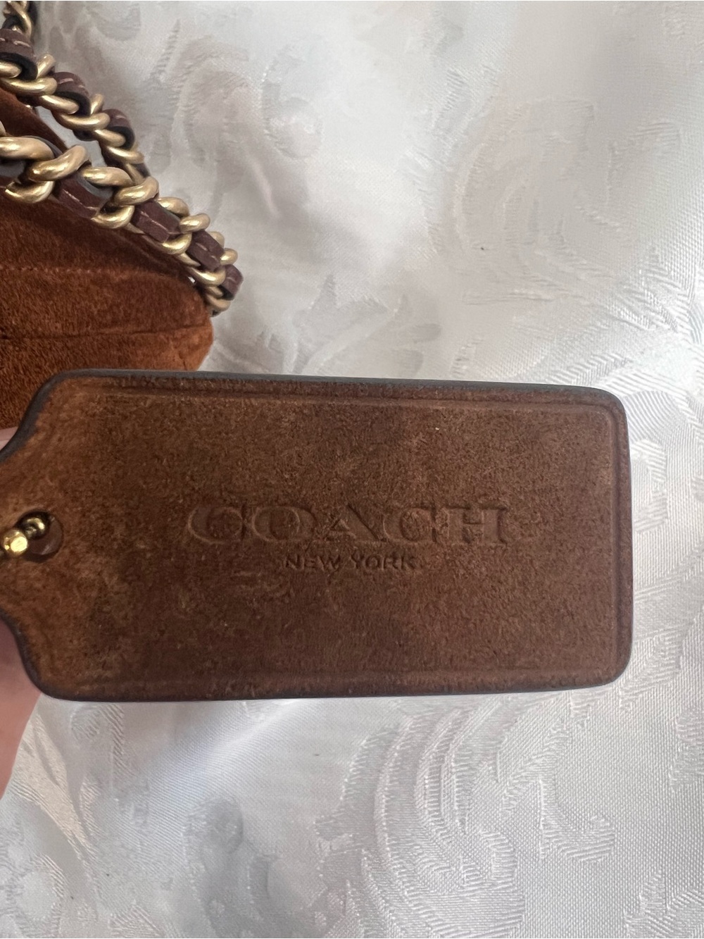 Coach Tabby 20 Quilted Suede Shoulder Bag in Warm Brown with Gold Chain - Picture 8 of 9